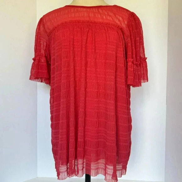 Max studio mesh lace top In washed red Women's size M - Picture 1 of 7